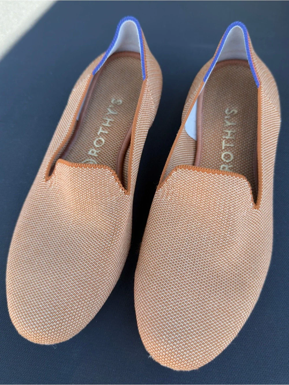 Rothy’s The Loafer Flats Fawn Tan Beige Knit Slip On Women’s Shoes Sz 8.5/EU 39